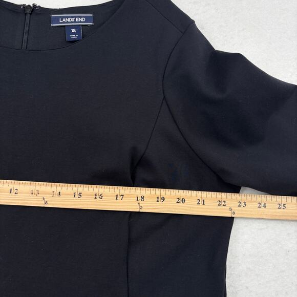 Lands' End Sheath Dress Womens Size 18 Black Ponte Knit Stretch Pockets Back Zip - Picture 6 of 10